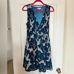 Blue Bird Design Wrap Dress Size L